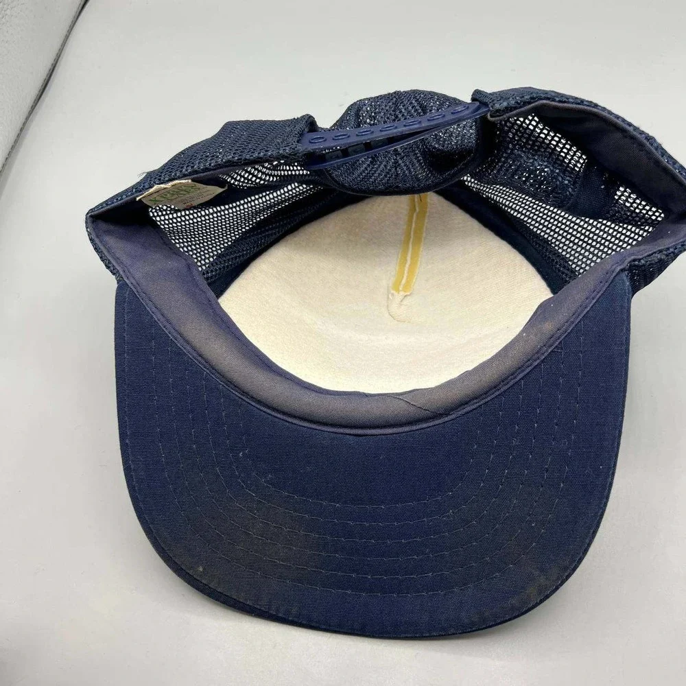 Vintage‎ Finley & Stapler Racing Trucker Hat Men White Blue Xpres Caps Snap Back
